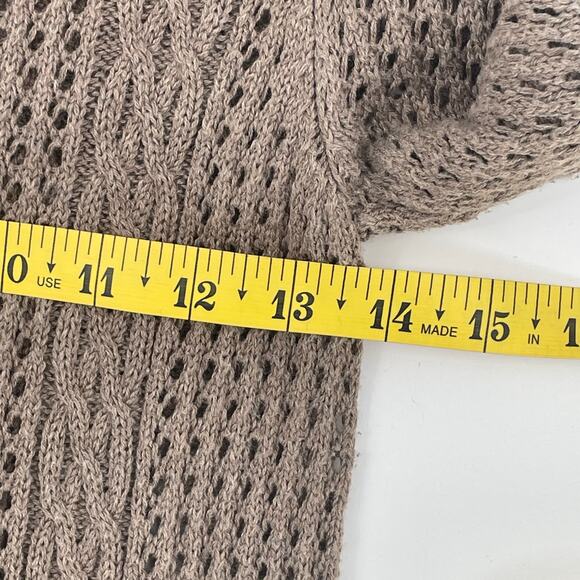 Jeanne Pierre 100% Cotton Women's Open Knit Sweater, Taupe, Sz. M Fishnet - Picture 9 of 10